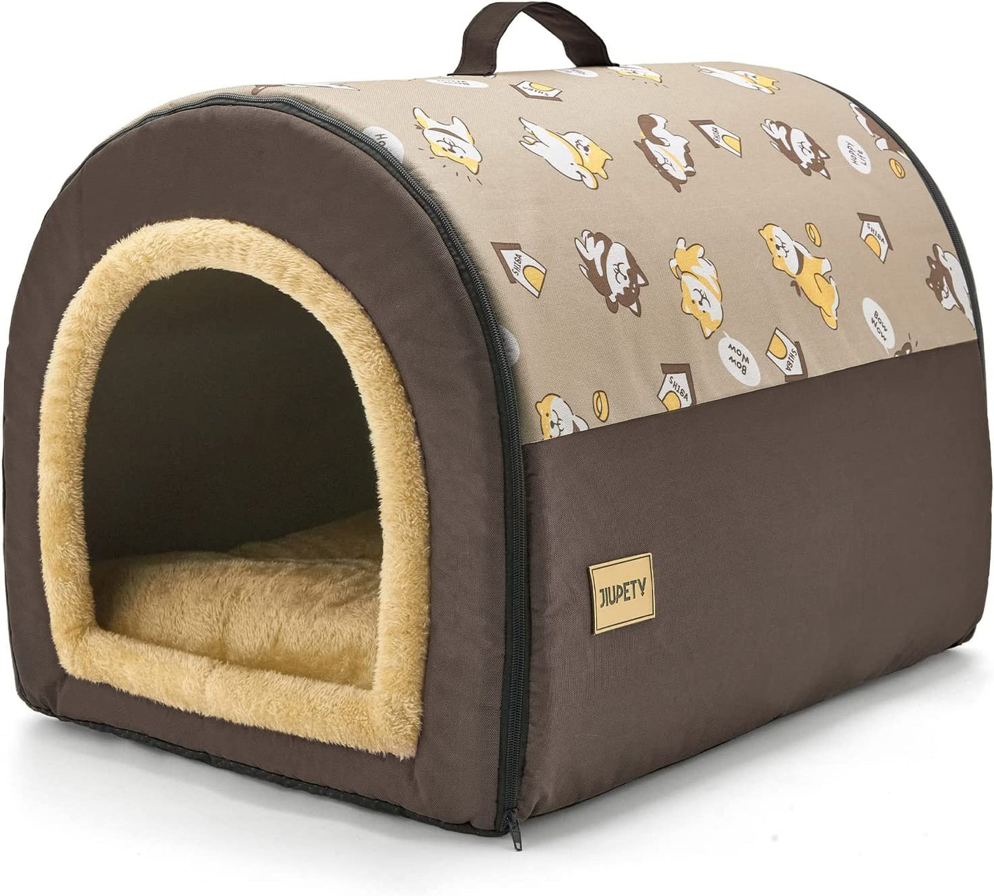 Cozy Small Pet Dog House, 2 in 1 Puppy House, S Size for Cat and Puppy, Warm Cave Sleeping Nest for Cats and Dogs, Grey
