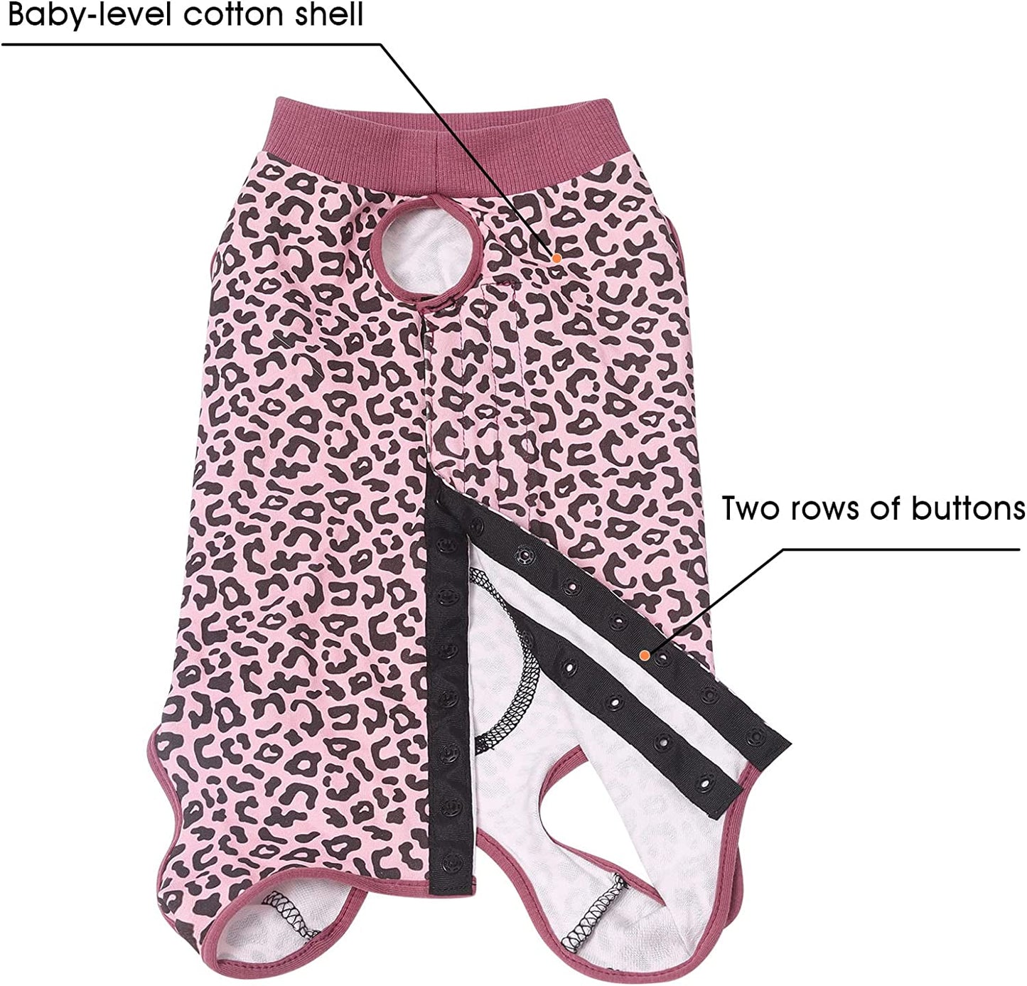 Dog Surgical Recovery Suit Adjustable, Dog Bodysuit for Abdominal Wound after Surgery, Substitute E-Collar, M Size, Anti-Licking Surgical Dog Onesies, Pink Leopard.