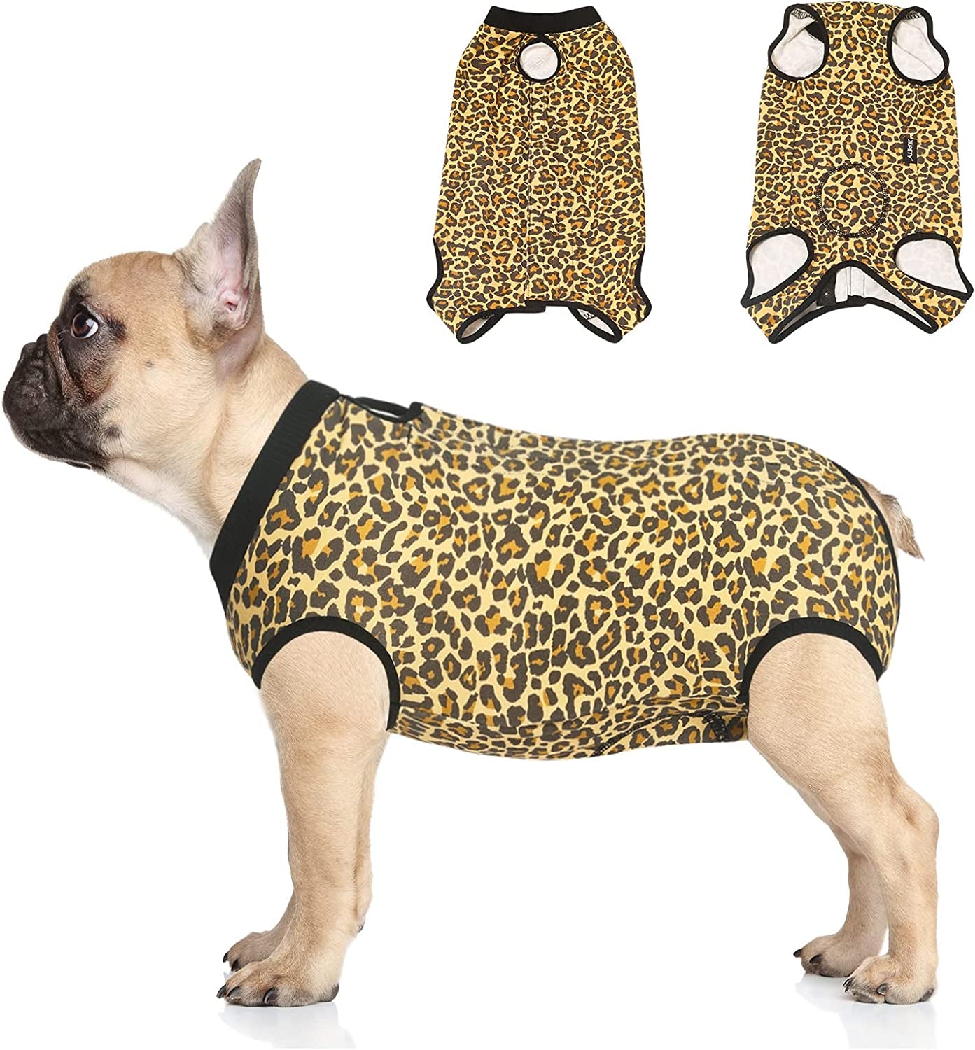 Dog Recovery Suit Adjustable, Dog Bodysuit for Abdominal Wound after Surgery, Substitute E-Collar, M Size, Anti-Licking Surgical Dog Onesies, Leopard.