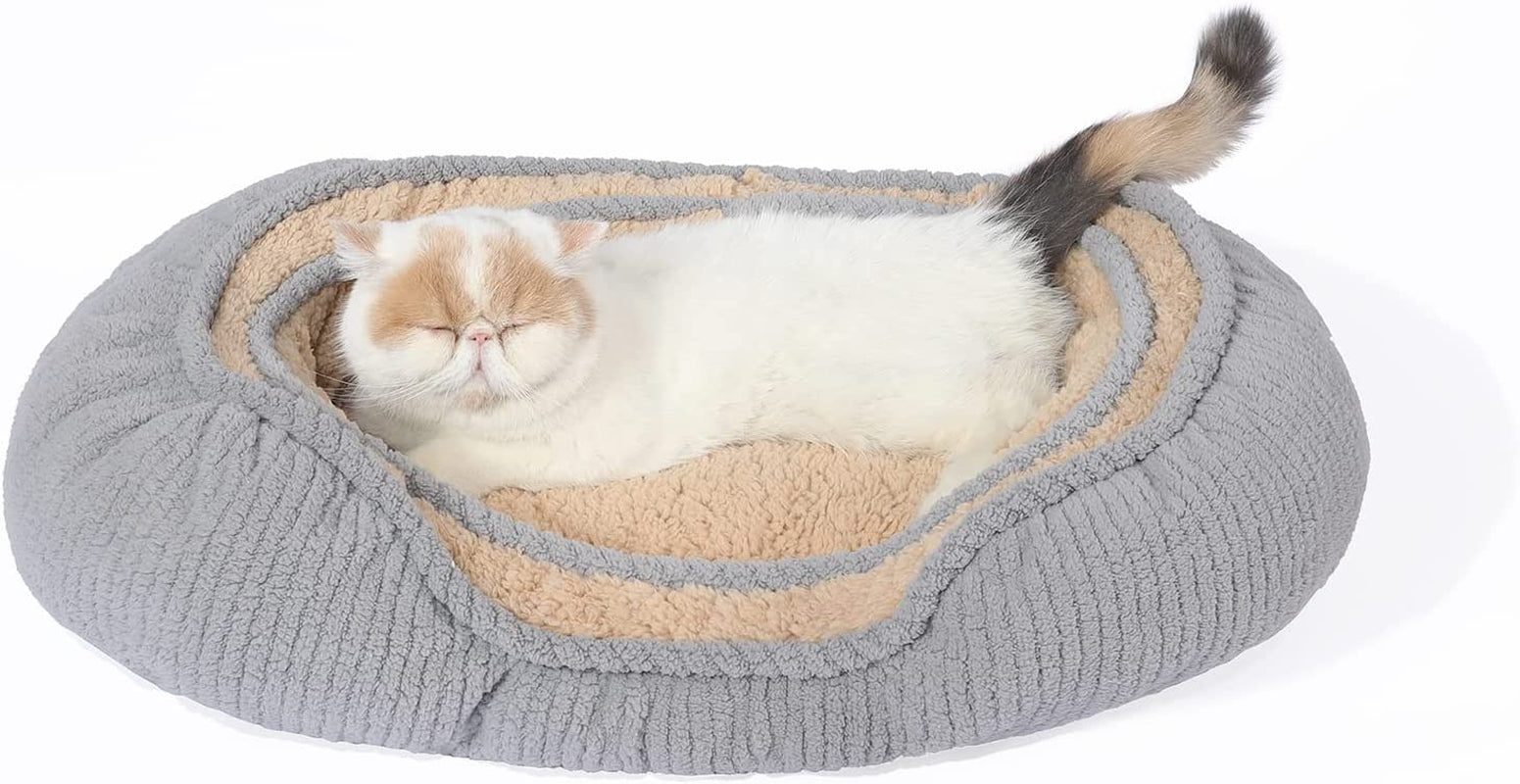 Cat Bed for Cats and Pocket Puppy | Small Size L24”X W16”| Out of the Box | Integrated Design | Cozy and Comfy | 100% Full of PP Cotton