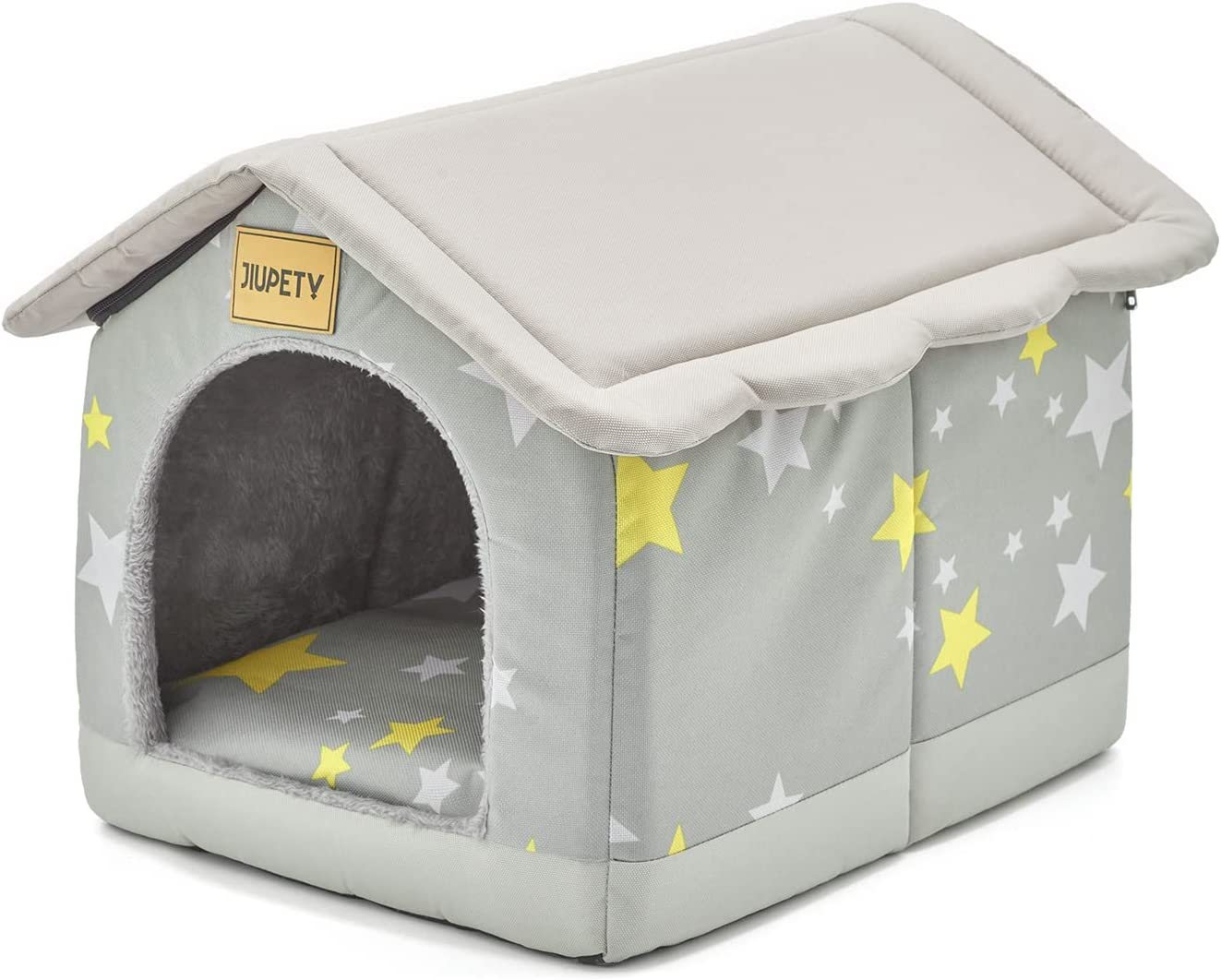 Cozy Pet Bed House, Indoor/Outdoor Pet House, L Size for Cat and Medium Dog, Warm Cave Sleeping Nest Bed for Cats and Dogs, Gray