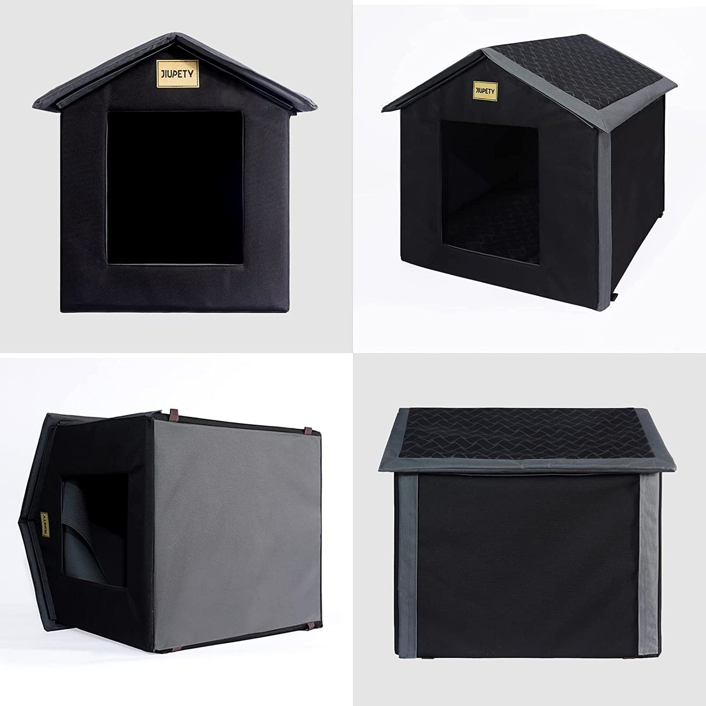 Outdoor Indoor Cat House, Waterproof, Windproof Curtain, Hard Structure, Easy to Assemble, Movable, Feral Cat House Insulated, Black