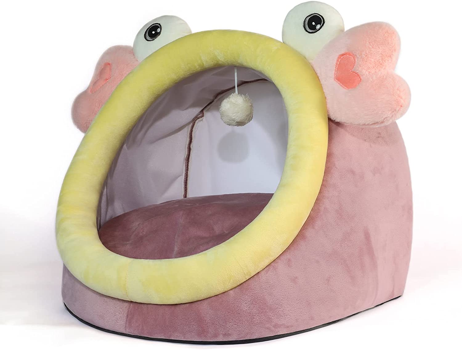 Cute Cat Bed, Indoor Lovely Crystal Velvet Igloo for Cat, Warm Cave Sleeping Nest Bed for Puppy and Kitten, Grey Cat, S.