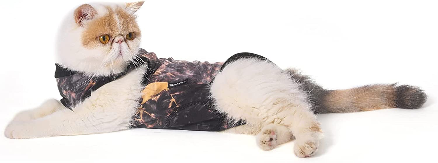 Cat Recovery Suit, Cat Bodysuit for Abdominal Wound after Surgery or Skin Diseases, Substitute E-Collar, L Size, Anti-Licking Surgical Cat Onesies, Camo.