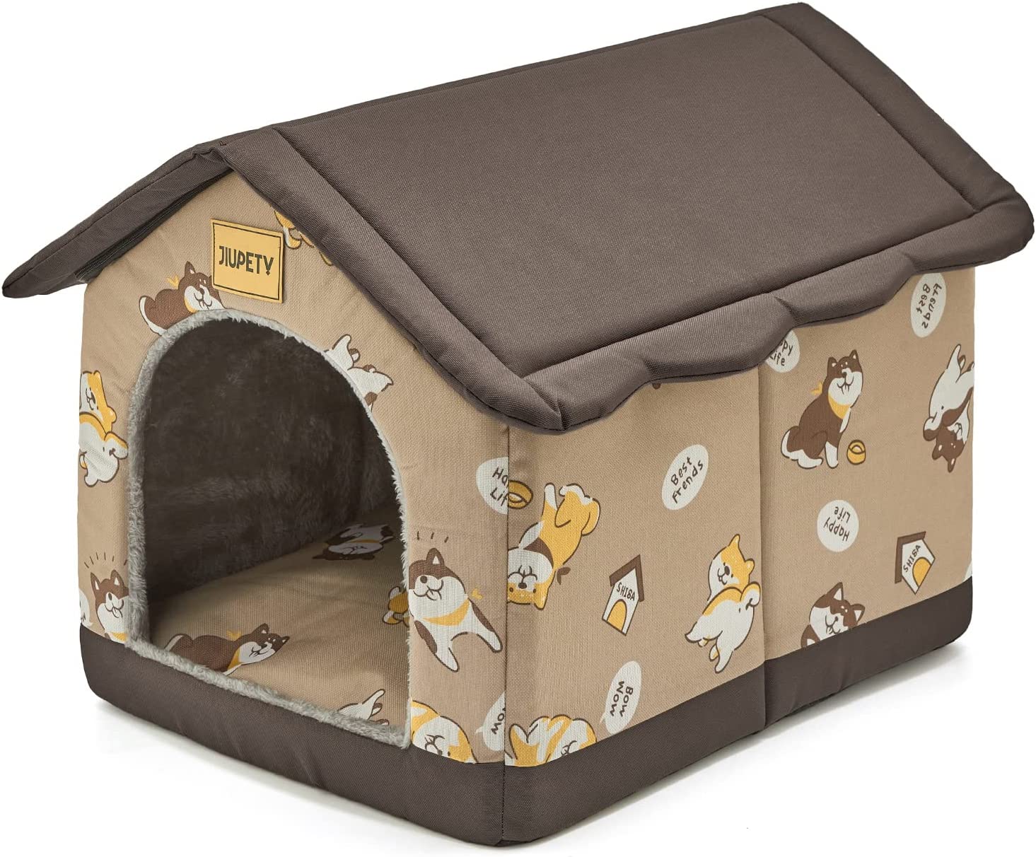 Cozy Pet Bed House, Indoor/Outdoor Pet House, L Size for Cat and Medium Dog, Warm Cave Sleeping Nest Bed for Cats and Dogs, Gray