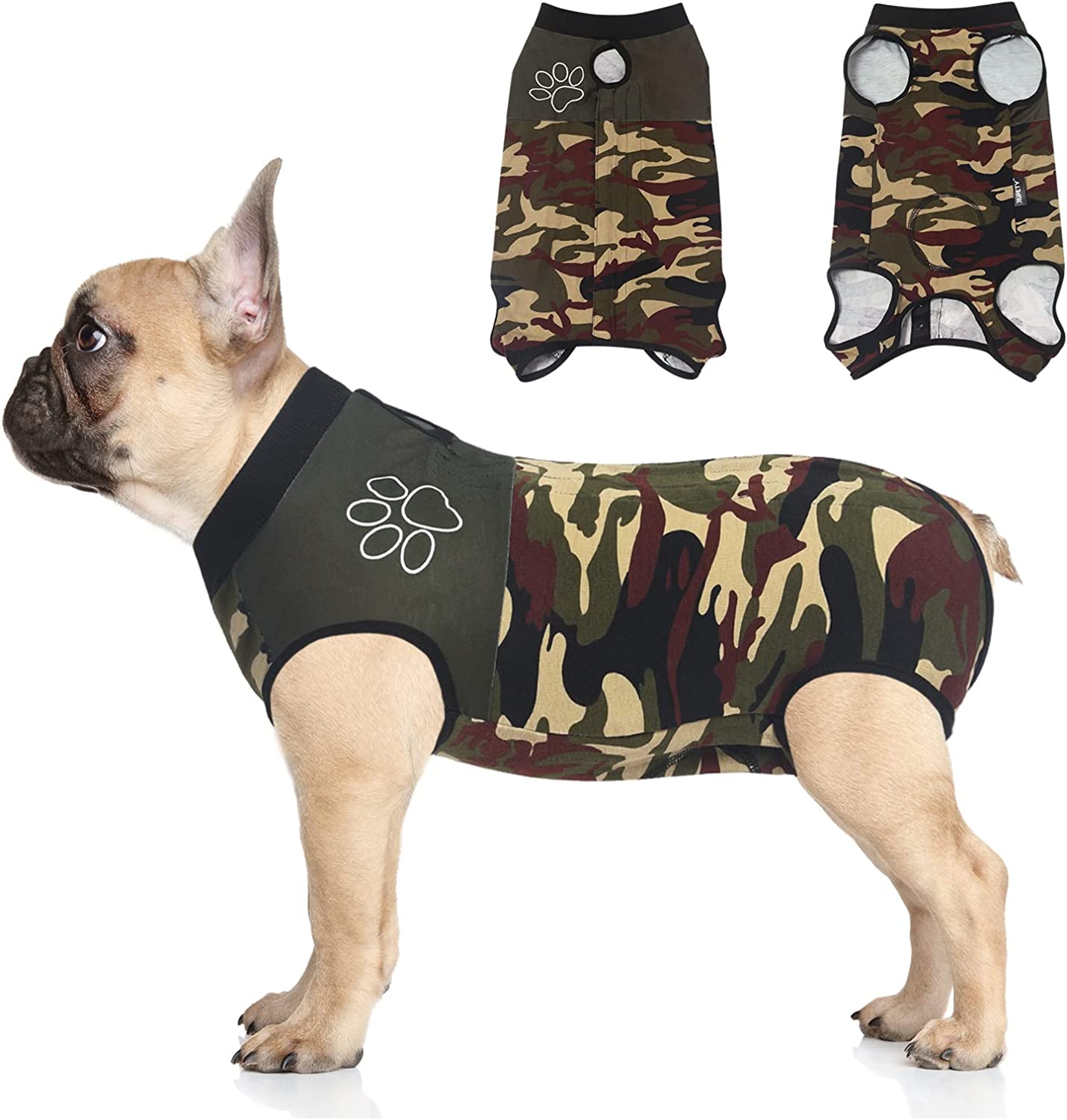 Dog Surgical Recovery Suit Adjustable, Dog Bodysuit for Abdominal Wound after Surgery, Substitute E-Collar, 3XL Size, Anti-Licking Surgical Dog Onesies, Camo.