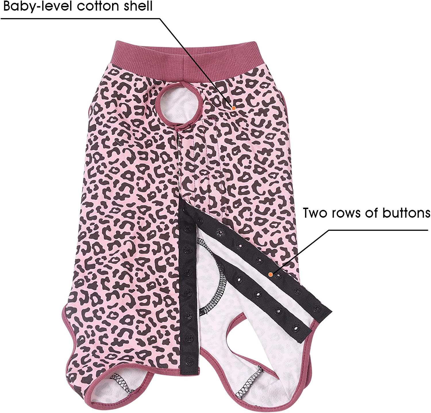 Dog Surgical Recovery Suit Adjustable, Dog Bodysuit for Abdominal Wound after Surgery, Substitute E-Collar, M Size, Anti-Licking Surgical Dog Onesies, Pink Leopard.