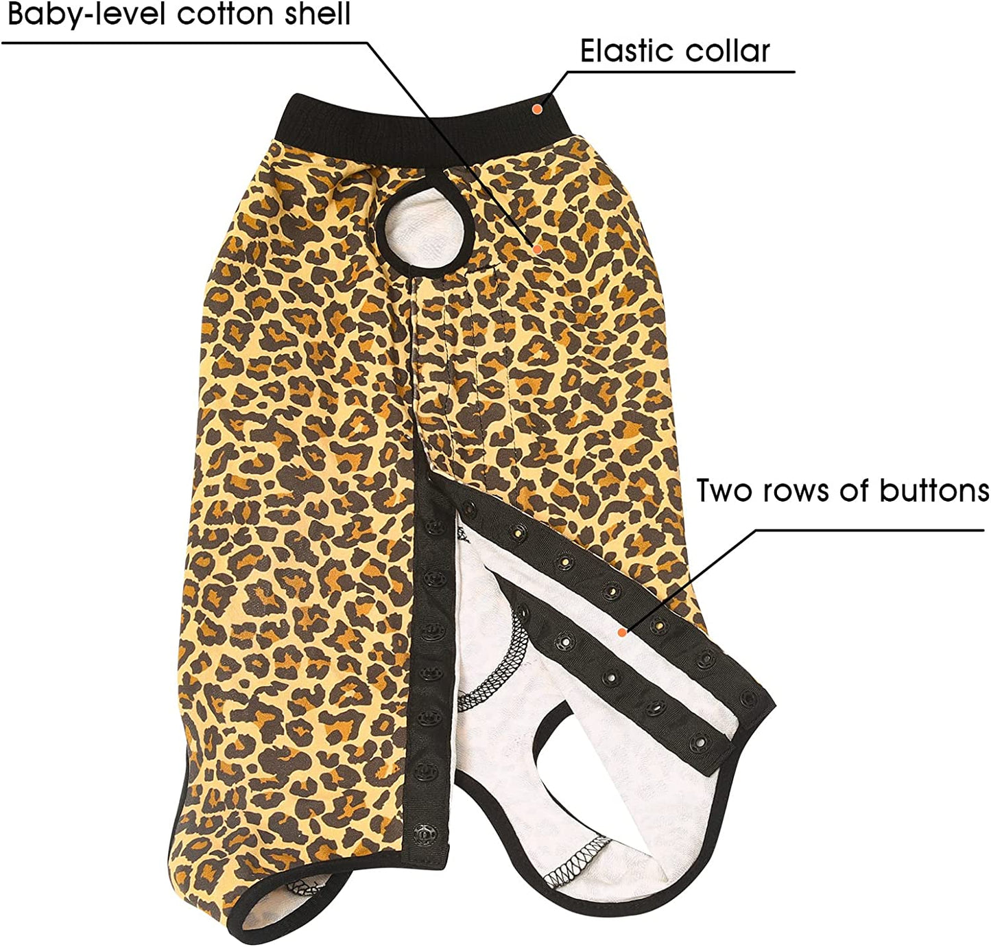 Dog Recovery Suit Adjustable, Dog Bodysuit for Abdominal Wound after Surgery, Substitute E-Collar, M Size, Anti-Licking Surgical Dog Onesies, Leopard.