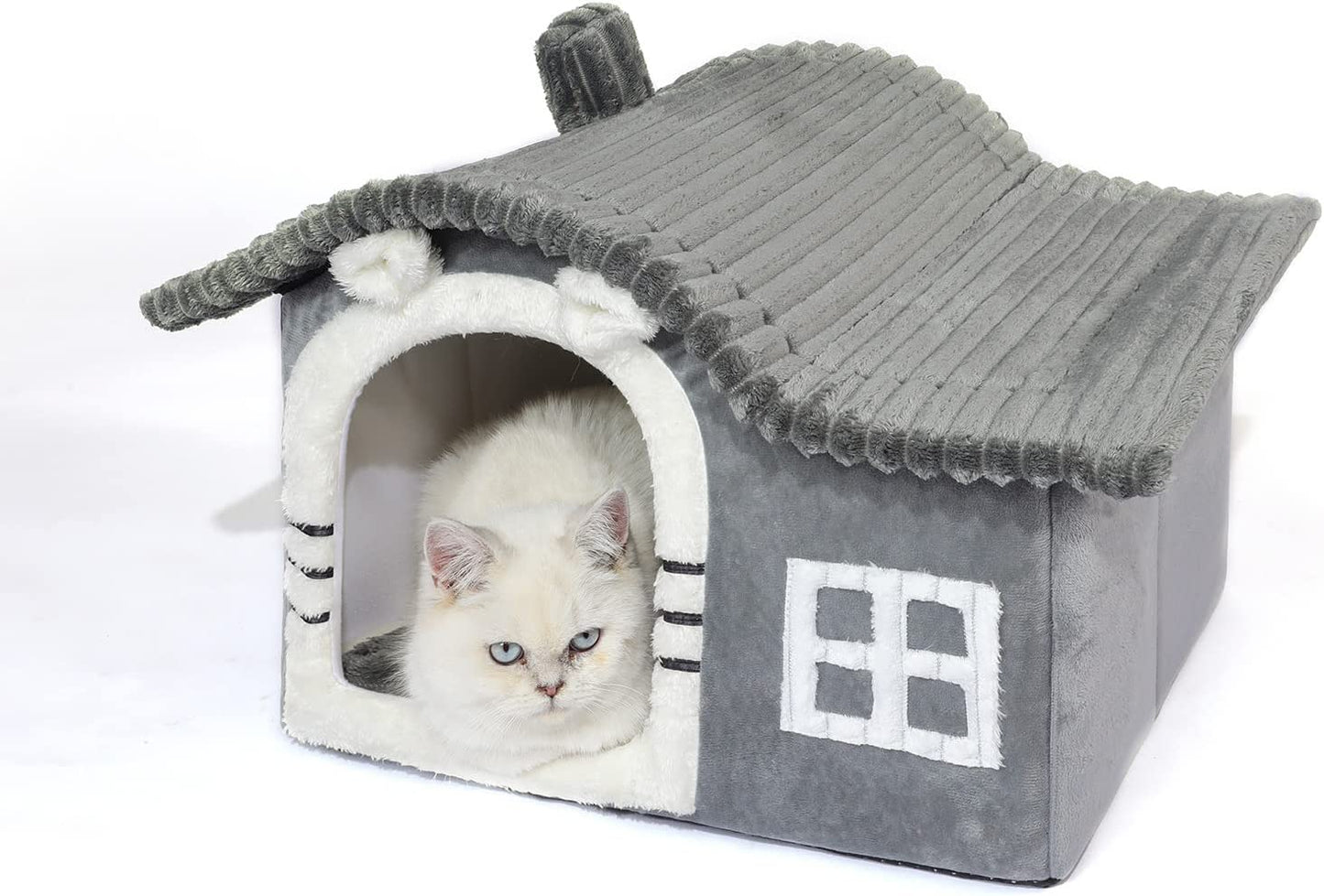 Kitten Cat House for Cat | Chimney Cat Houses for Indoor Cats | Enough Interior Space | Pet Animal House for 3-7 Lbs Kitty Cat | Cartoon Classic Chimney Cat House