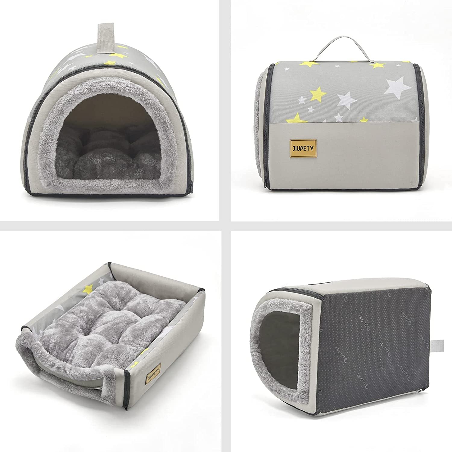 Cozy Small Pet Dog House, 2 in 1 Puppy House, S Size for ​Cat and Puppy, Warm Cave Sleeping Nest for Cats and Dogs, Grey