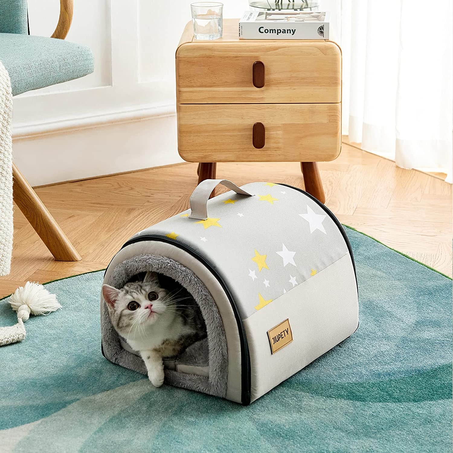 Cozy Small Pet Dog House, 2 in 1 Puppy House, S Size for ​Cat and Puppy, Warm Cave Sleeping Nest for Cats and Dogs, Grey